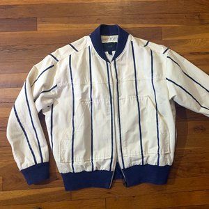 striped cotton canvas bomber jacket J Crew medium